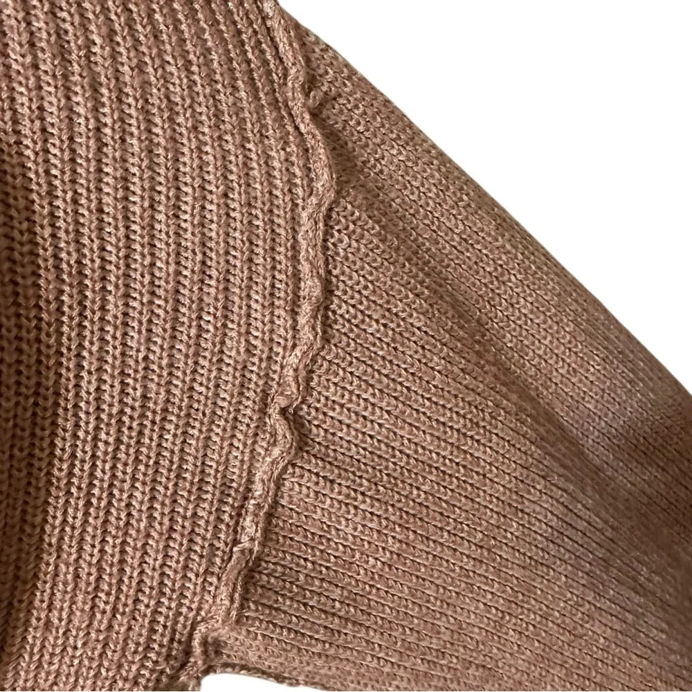 FREE PEOPLE Alana light brown off the shoulder linen/cotton blend sweater Small